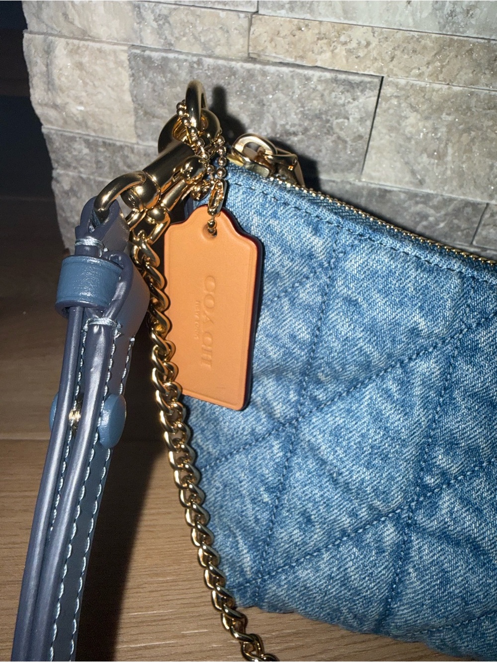 Coach Denim Caitlin Quilted Shoulder Bag - Picture 9 of 11